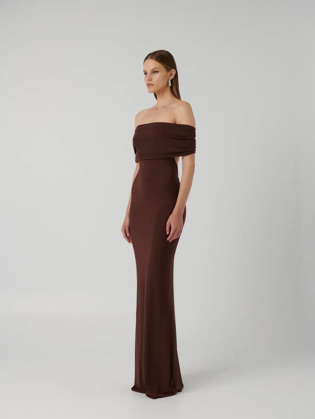 Effie Kats Viela Gown Cocoa Brown Size M / AU 10 for rent on The Volte - main image