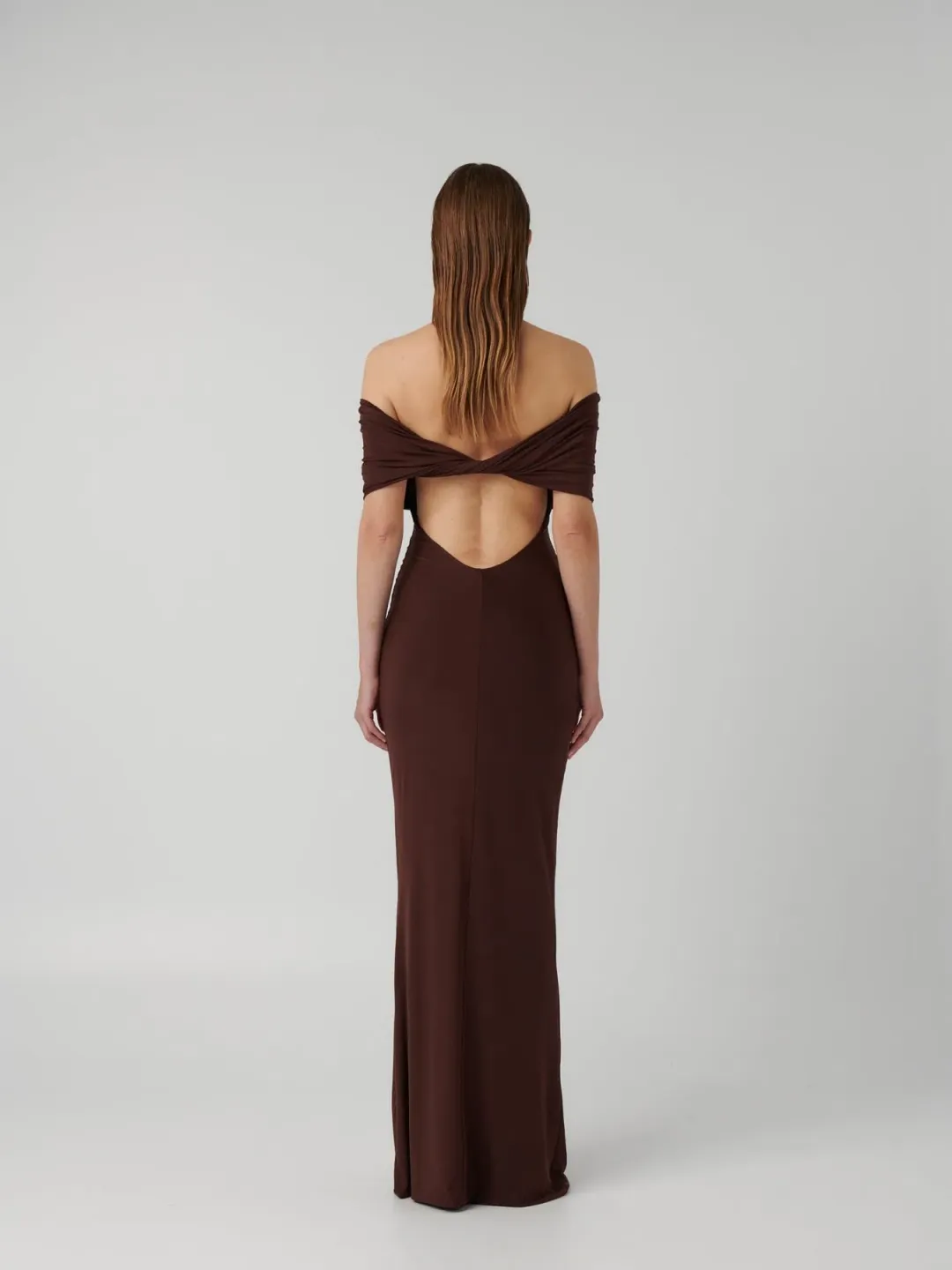Effie Kats Viela Gown Cocoa Brown Size M / AU 10 for rent on The Volte - main image