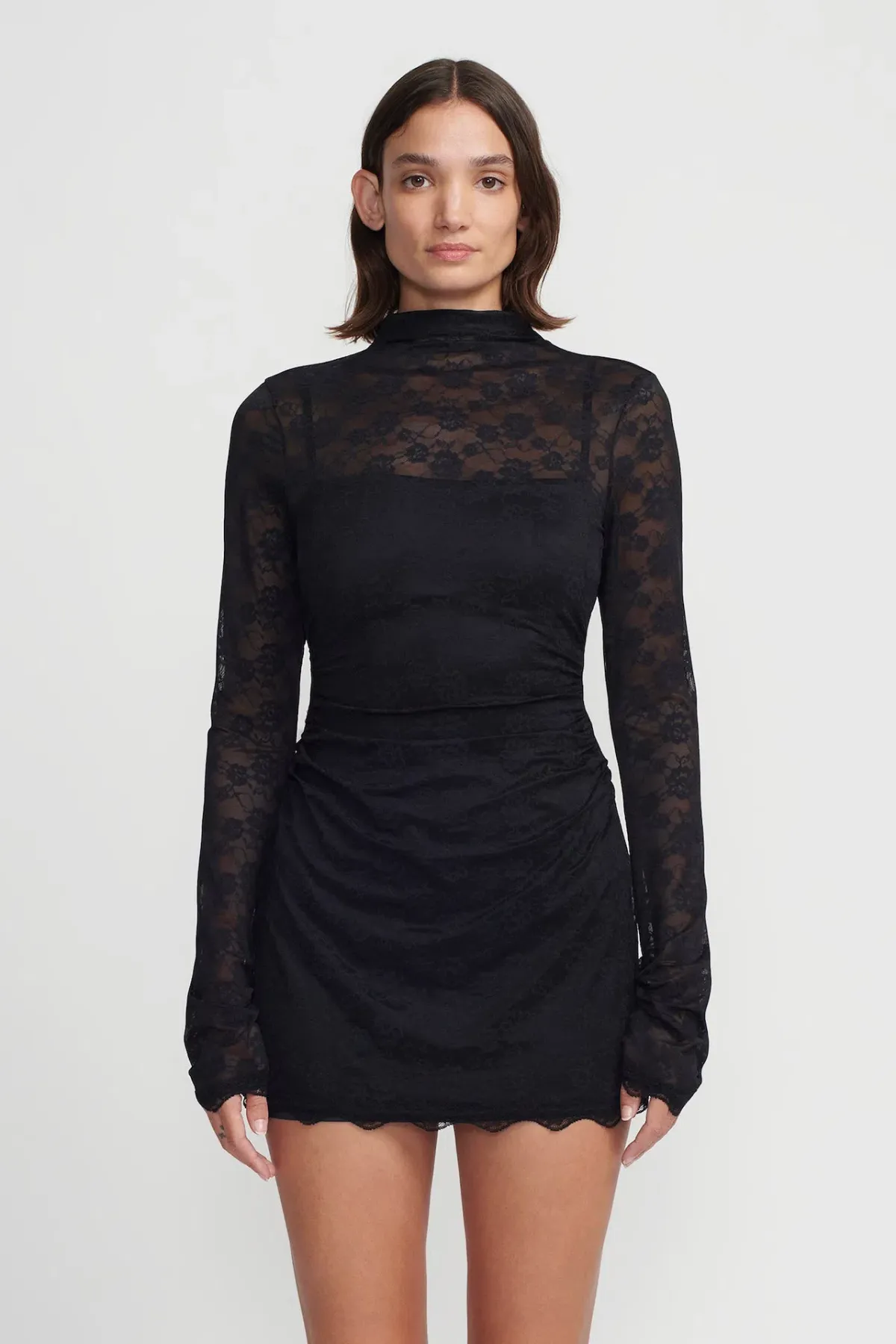 Hansen & Gretel Marco Lace Mini Dress Black Size M / AU 10 - Image 2