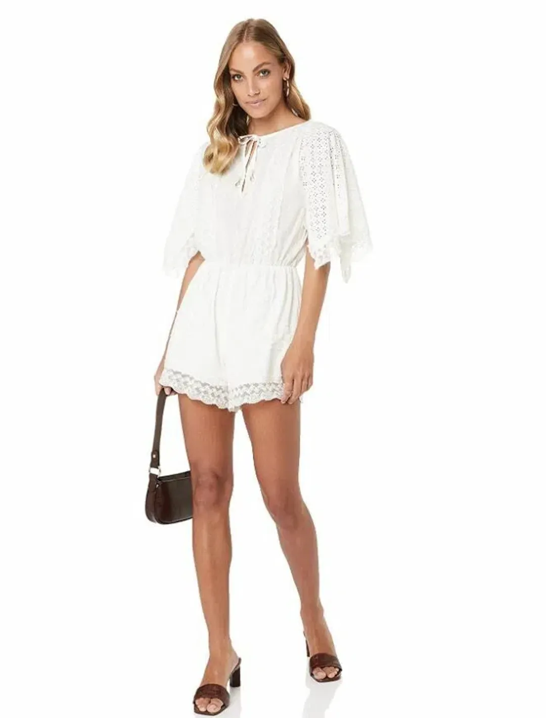 Tigerlily Elati Broderie Lace Onesie Playsuit White  for rent on The Volte - main image