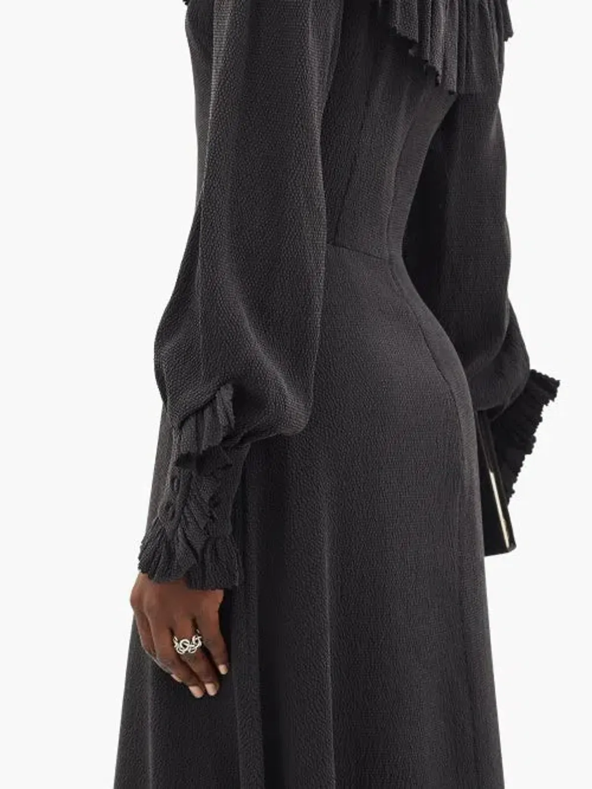 The Vampire's Wife The Firefly Gathered Puckered Silk Satin Dress Black Size AU 10 - Image 4