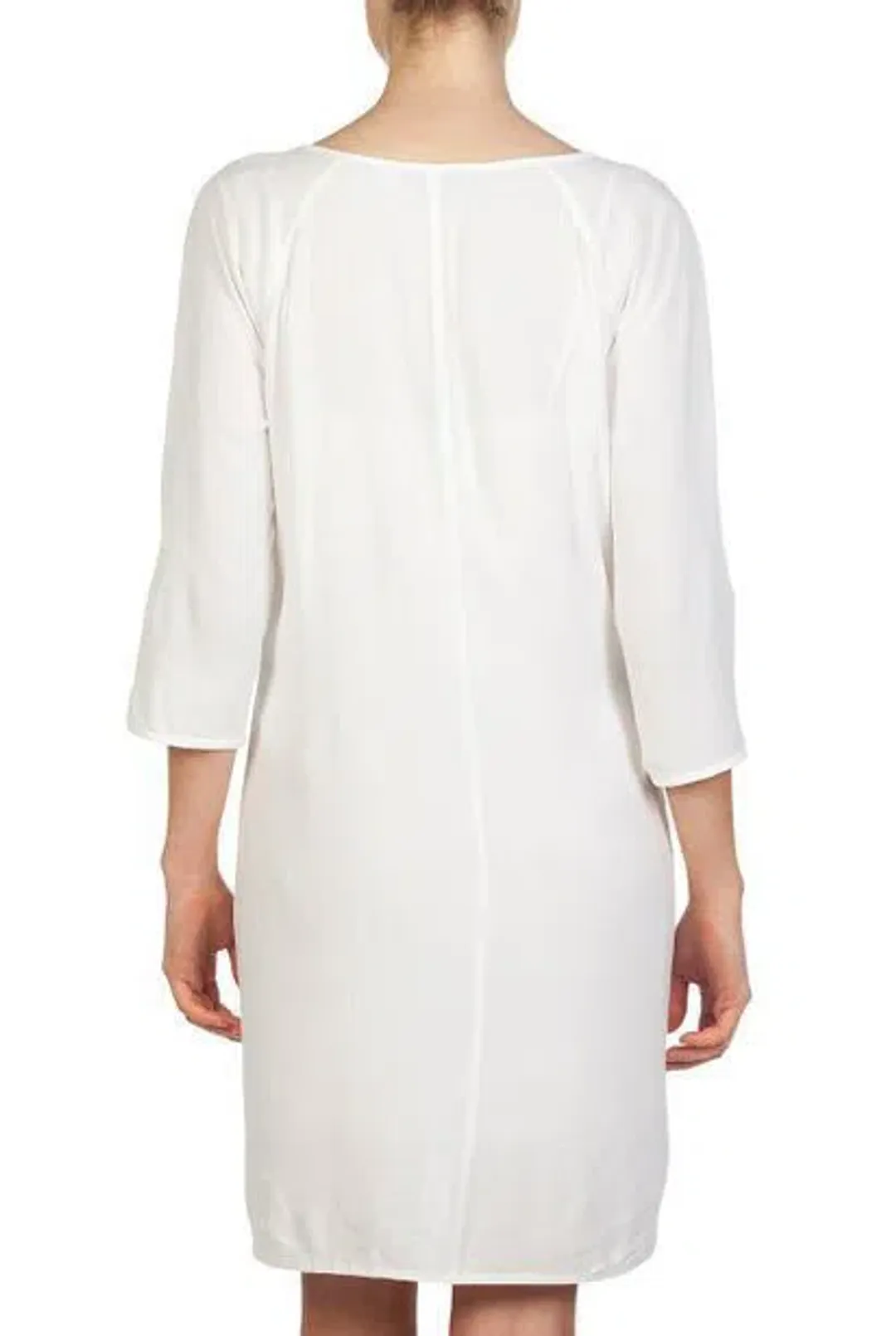 Country Road Lattice Trim 3/4 Sleeve Kaftan Shift Dress White Size 10 for rent on The Volte - main image