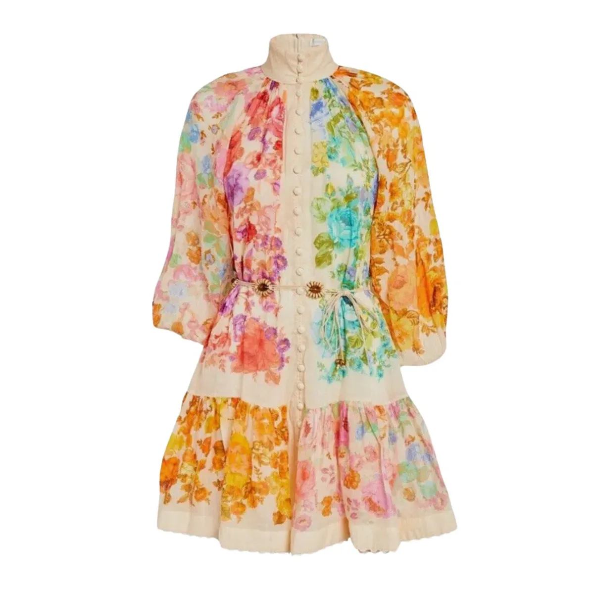 Zimmermann Raie Lantern Mini Dress Multi Floral Size 3 / AU 14 - Image 4