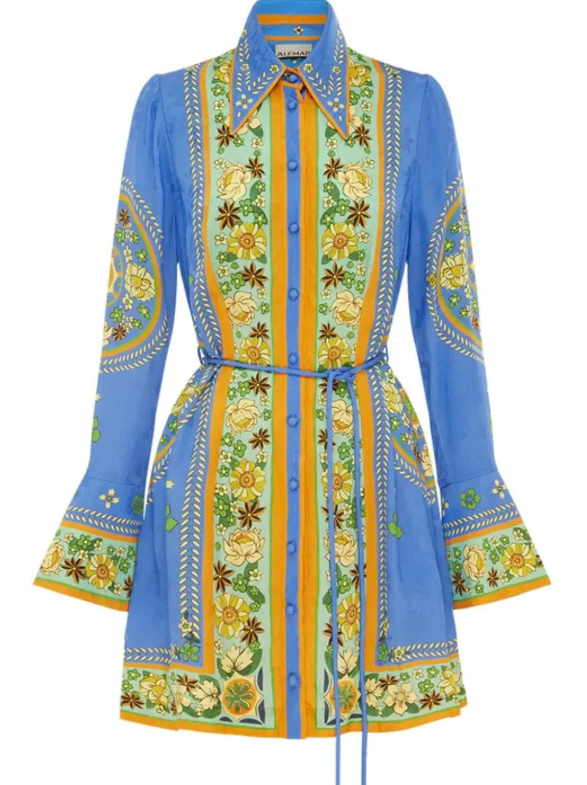 Alemais Linda Mini Dress Blue/Print Size 8 - Image 2