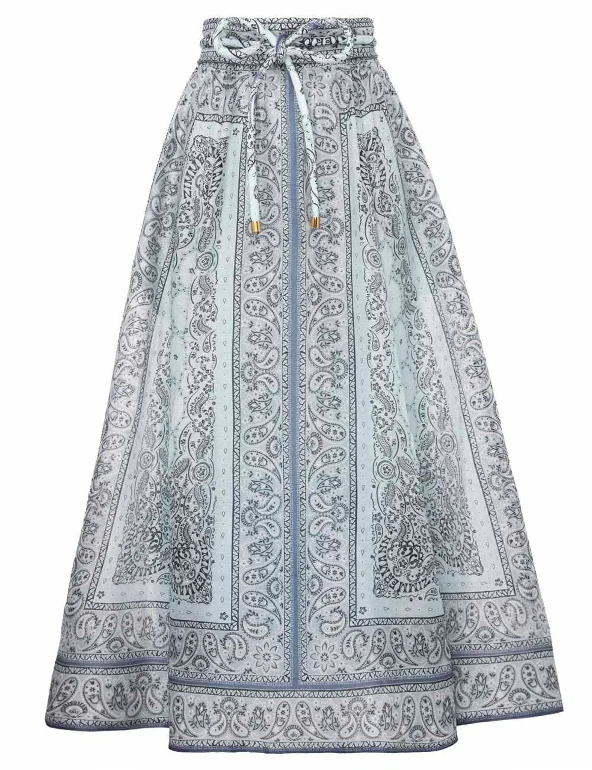 Zimmermann Gathered Shirt and Midi Skirt Set Blue Bandana Size 2/Au 12 - Image 3