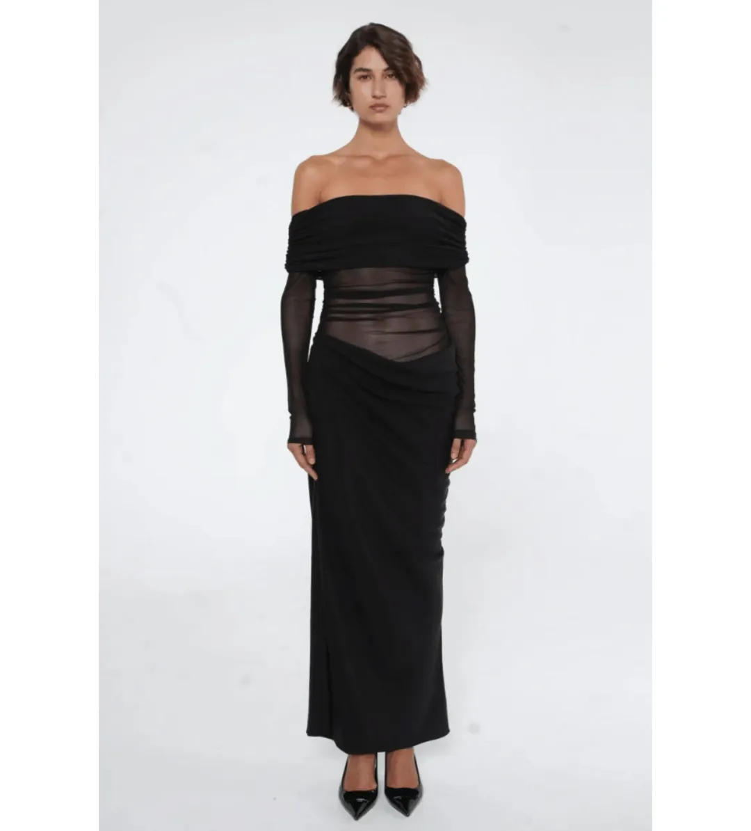 Benni Yasmin Off-Shoulder Maxi Dress Black Size 8  for rent on The Volte - main image