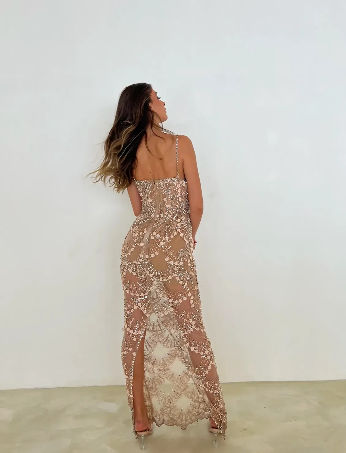 Albina Dyla Rose Pink Flower Maxi Dress Size 10 - Image 3