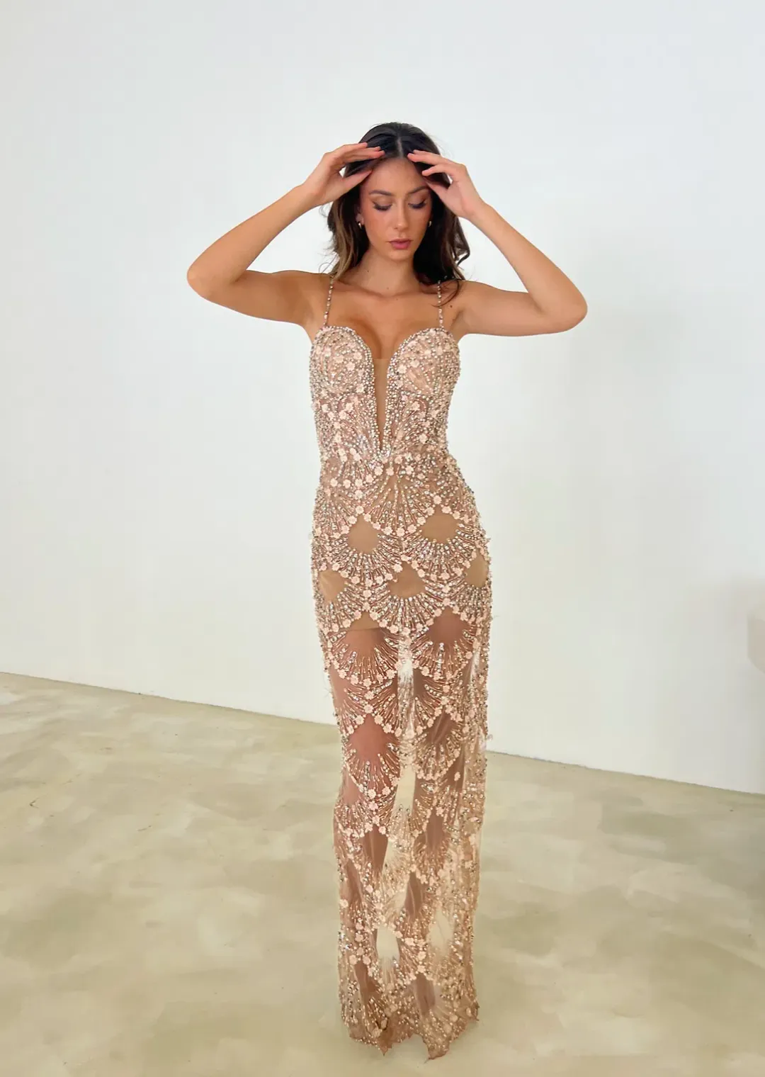 Albina Dyla Rose Pink Flower Maxi Dress Size 10 for rent on The Volte - main image