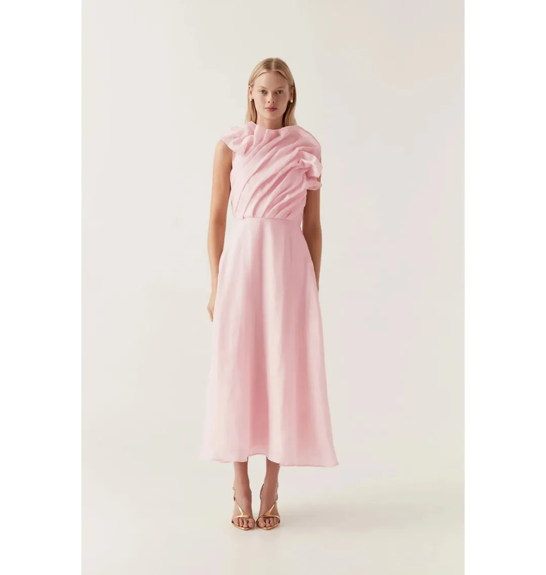 Aje Genesis Midi Dress Soft Pink Size AU 14 for rent on The Volte - main image