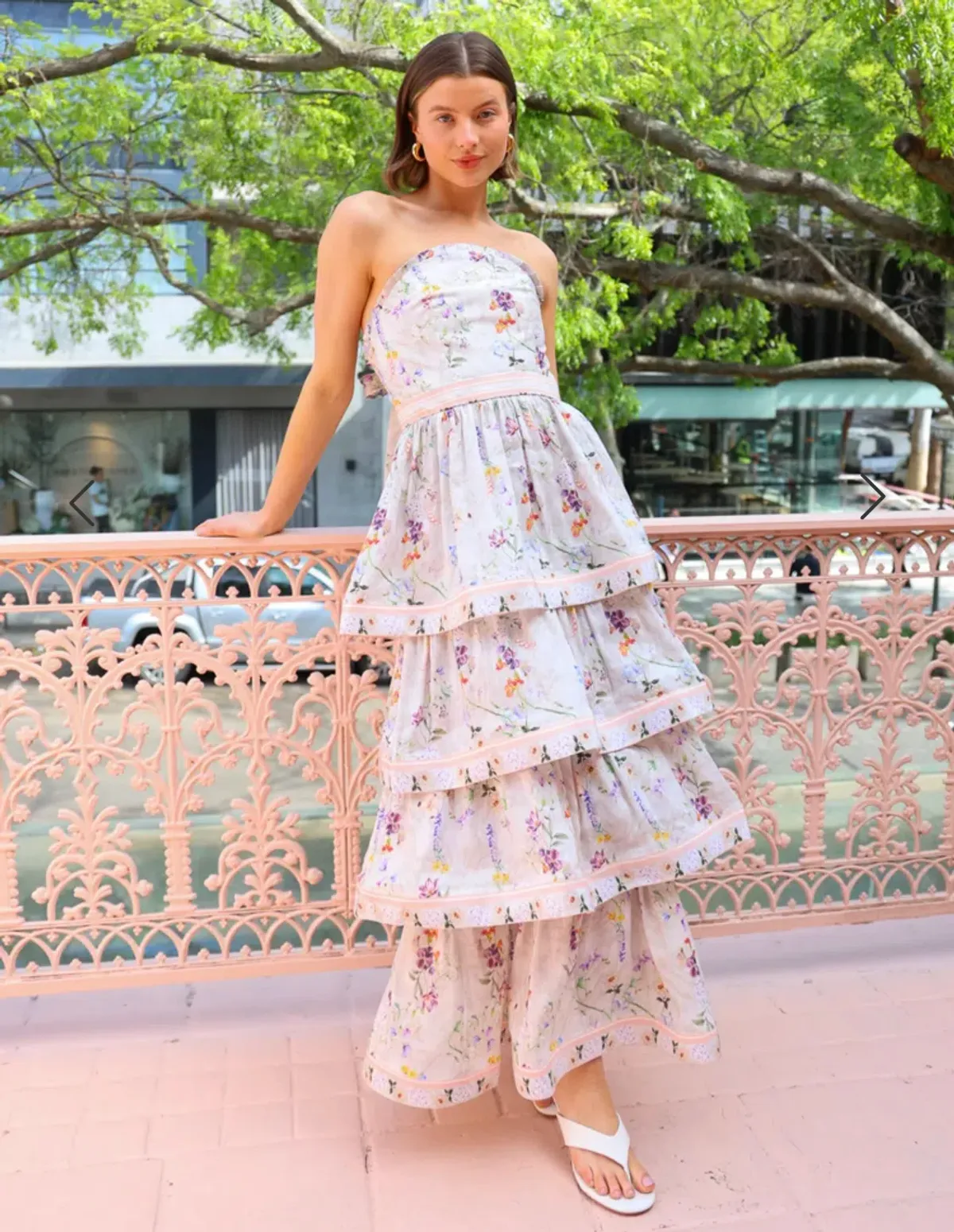 Aqua Blu Moonflower Heidi Dress, Size AU 8, Strapless Maxi Tiered Ruffles  - Image 1