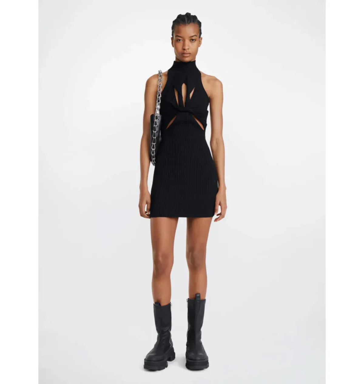 Dion Lee Muscular Twist Knit Mini Dress Black Size AU 6  - Image 1