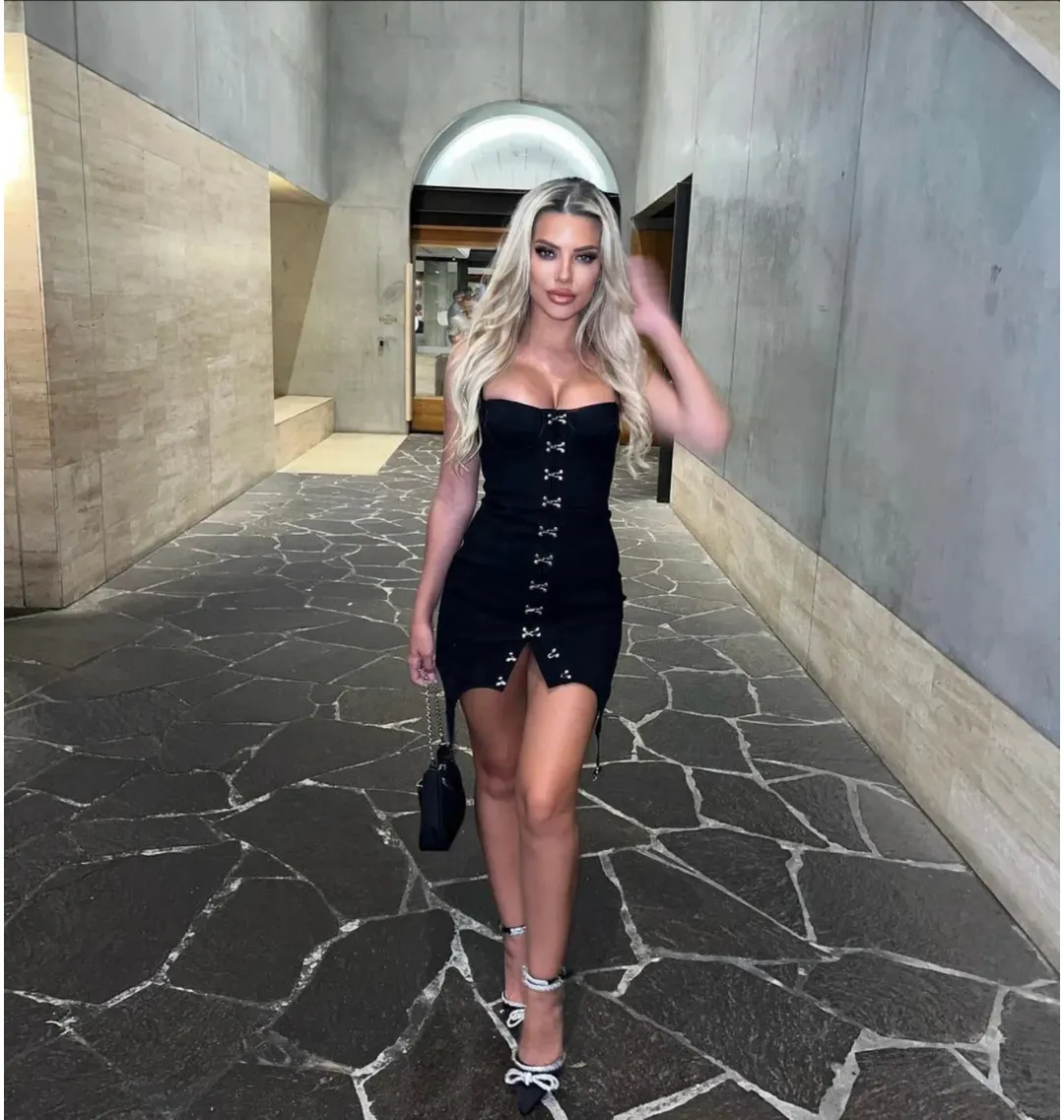 Dion Lee Bustier Garter Mini Dress Black Size AU 6 for rent on The Volte - main image