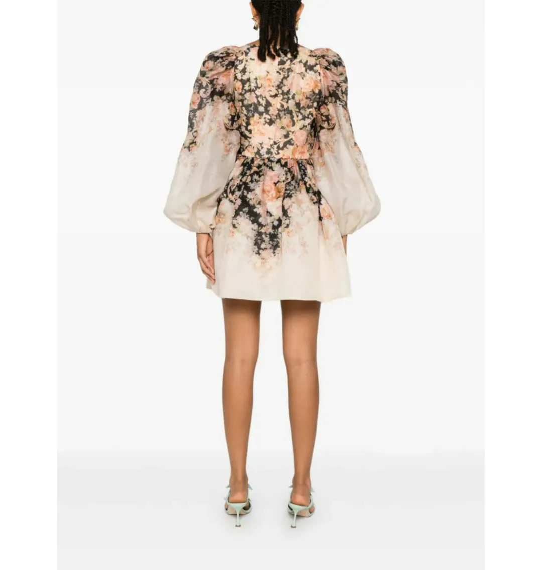 Zimmermann Illustration Draped Mini Dress in Tea Rococo Floral Size 3 / AU 14 for rent on The Volte - main image