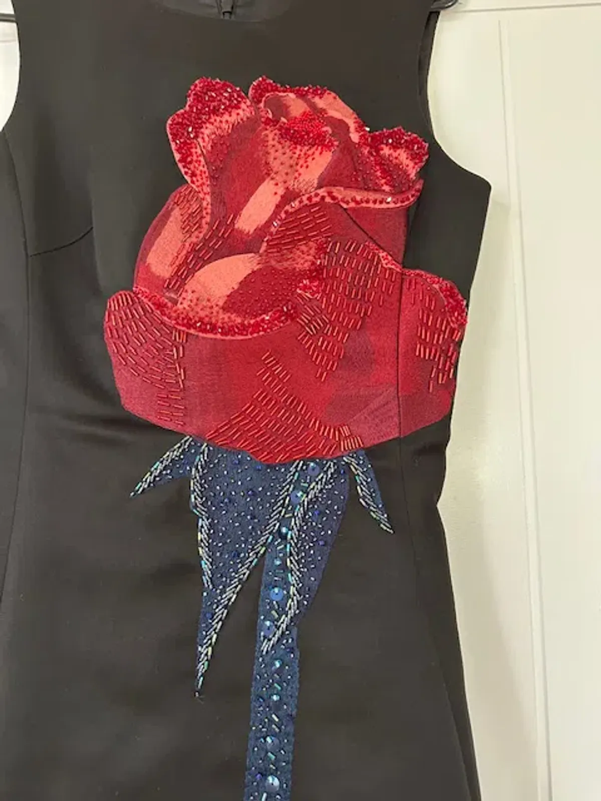 Leo Lin Cleo Embellished Sleeveless Midi Dress Rose Print Size AU 8 - Image 3