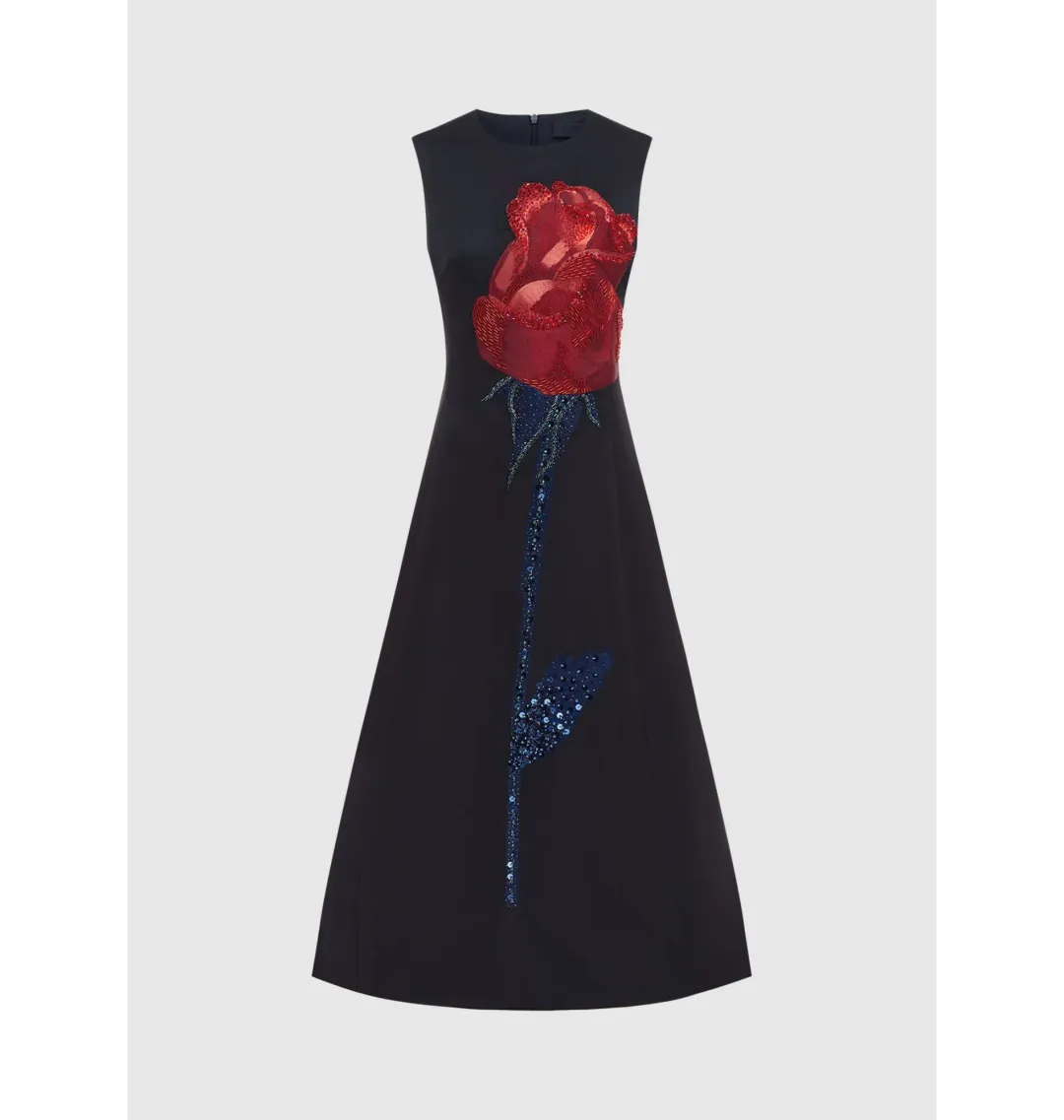 Leo Lin Cleo Embellished Sleeveless Midi Dress Rose Print Size AU 8 for rent on The Volte - main image