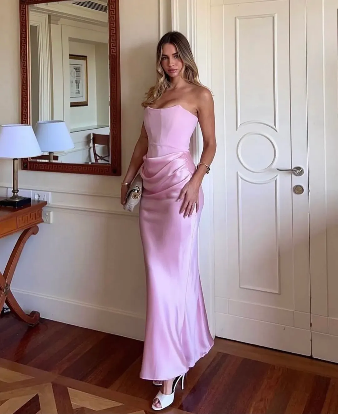 House Of CB Persephone Corset Dress In Rose Shadow Size AU 8  for rent on The Volte - main image