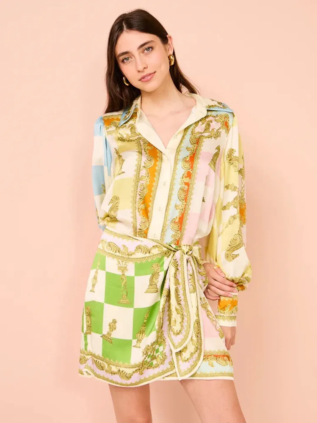 Alemais Checkmate Silk Mini Dress Multi Size AU 10 for rent on The Volte - main image