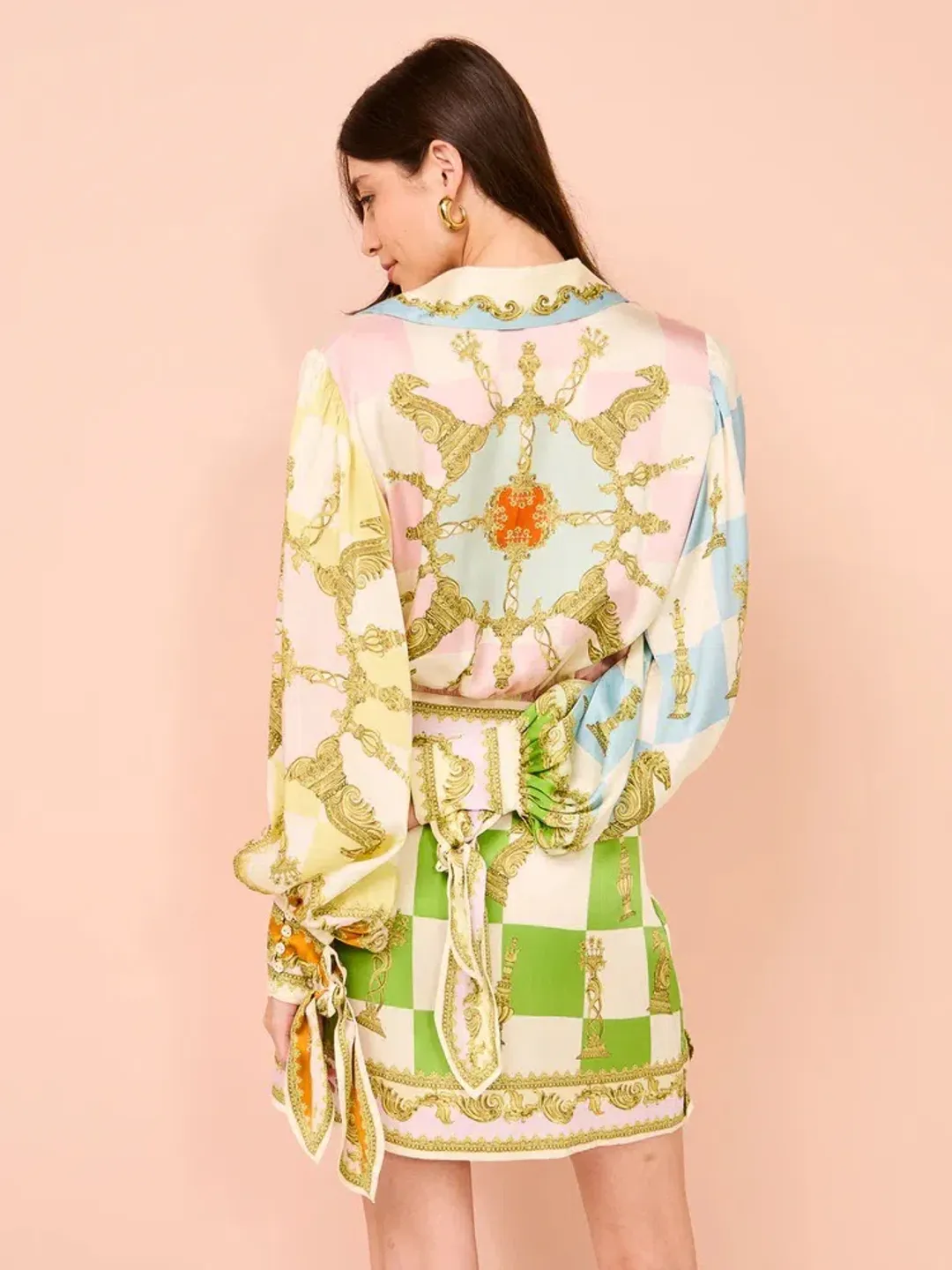 Alemais Checkmate Silk Mini Dress Multi Size AU 10 for rent on The Volte - main image