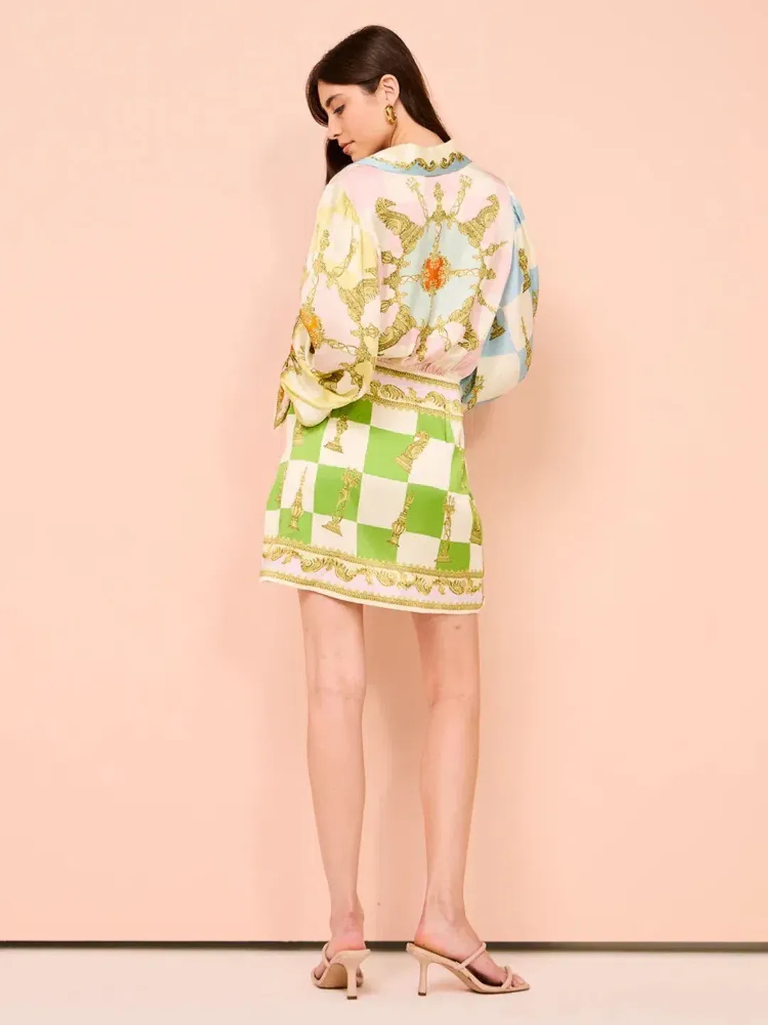 Alemais Checkmate Silk Mini Dress Multi Size AU 10 for rent on The Volte - main image