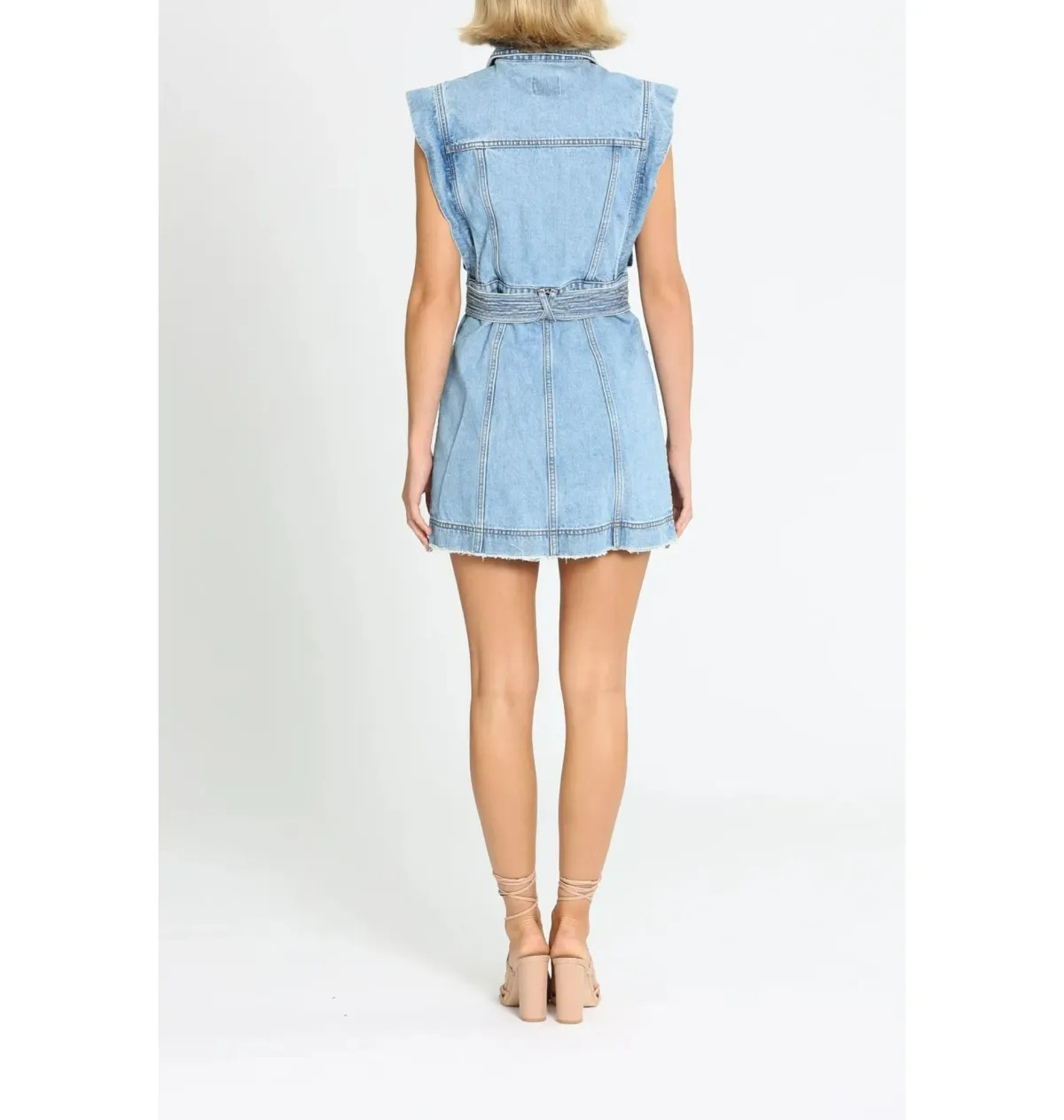 Aje Remi Denim Mini Dress in 90's Wash Size AU 14 - Image 2