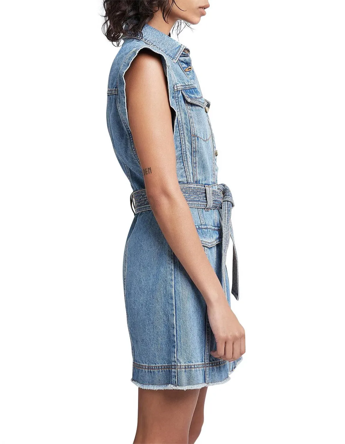 Aje Remi Denim Mini Dress in 90's Wash Size AU 14 - Image 6