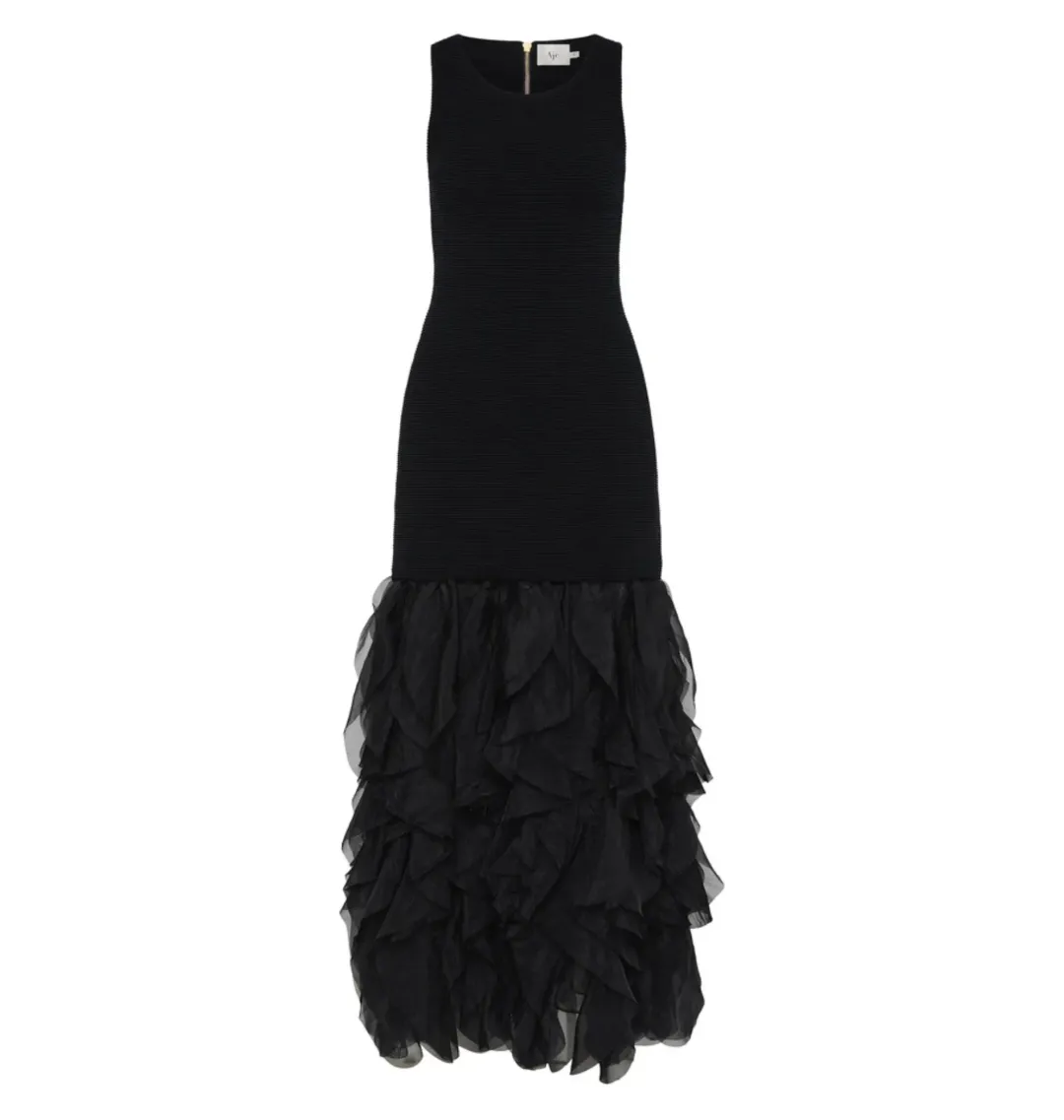 Aje Elations Knit Maxi Dress Black Size AU 8  for rent on The Volte - main image