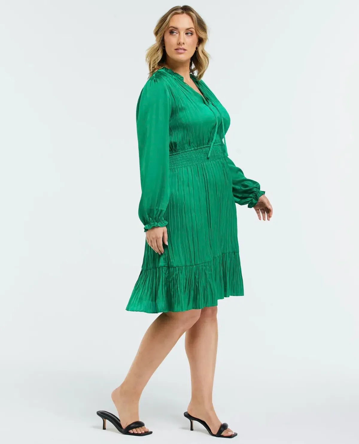 Estelle Clothing Nina Shirred Dress Green Size AU 20 - Image 4