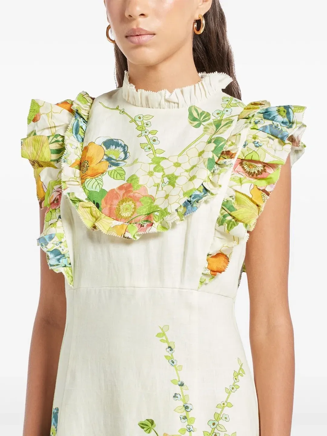 Alemais Constance Midi Ruffle Dress Floral Size 8 AU  for rent on The Volte - main image