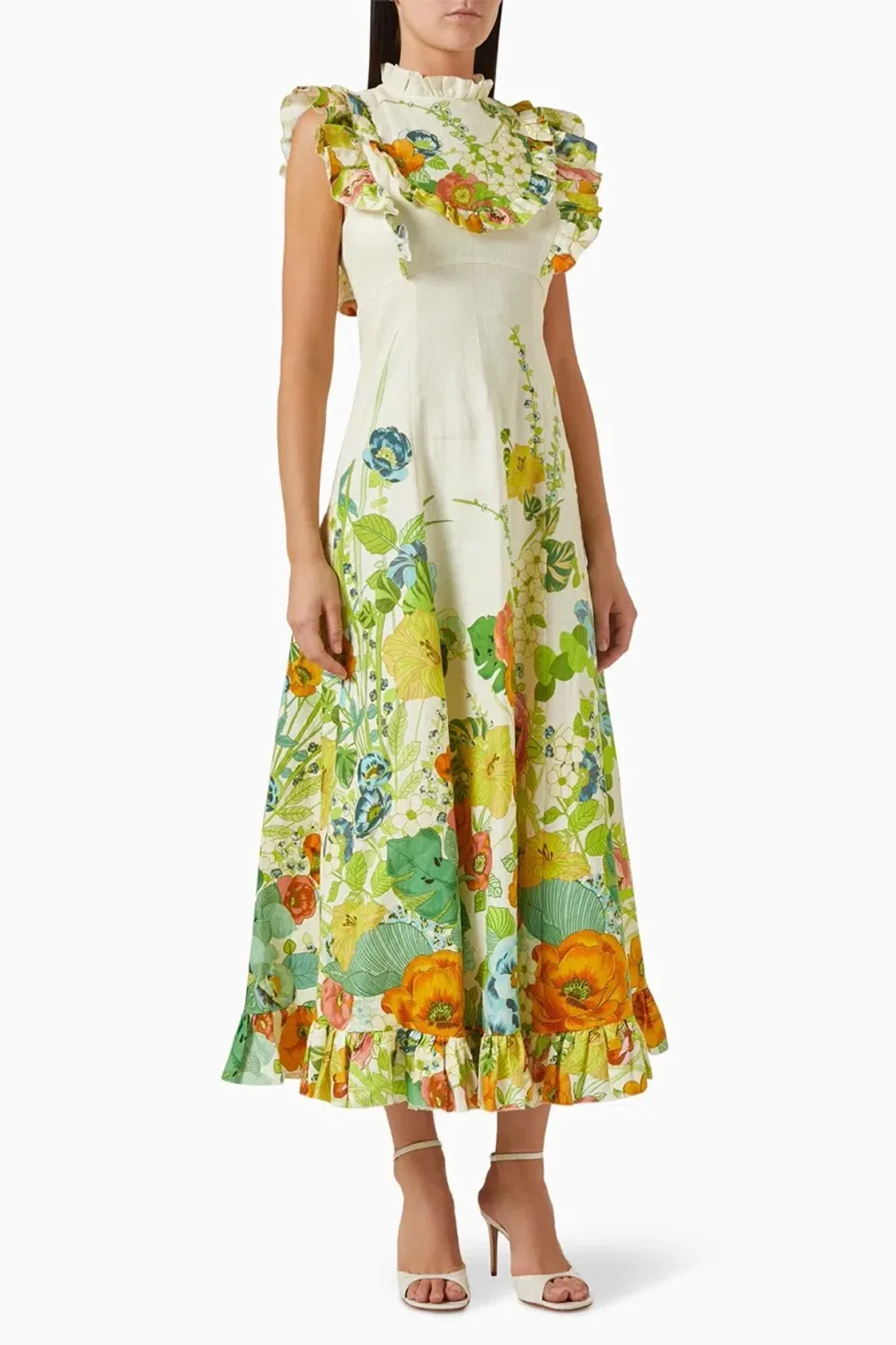 Alemais Constance Midi Ruffle Dress Floral Size 8 AU  for rent on The Volte - main image