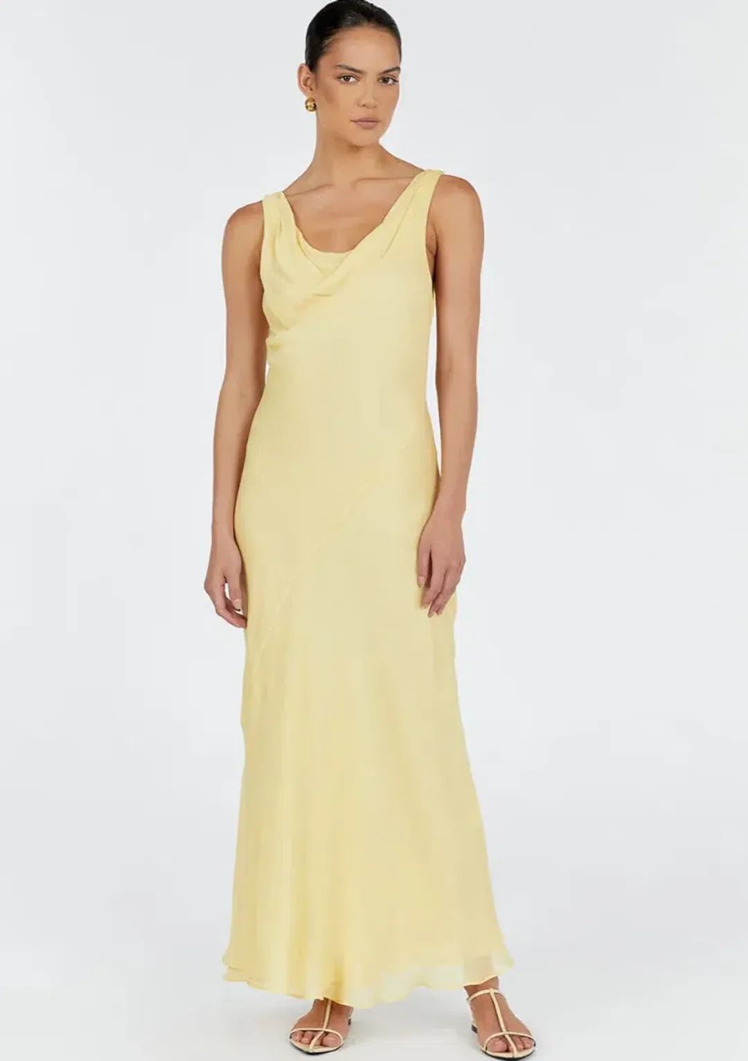 Dissh Johnny Cowl Neck Dress Lemon Yellow Size 6 for rent on The Volte - main image