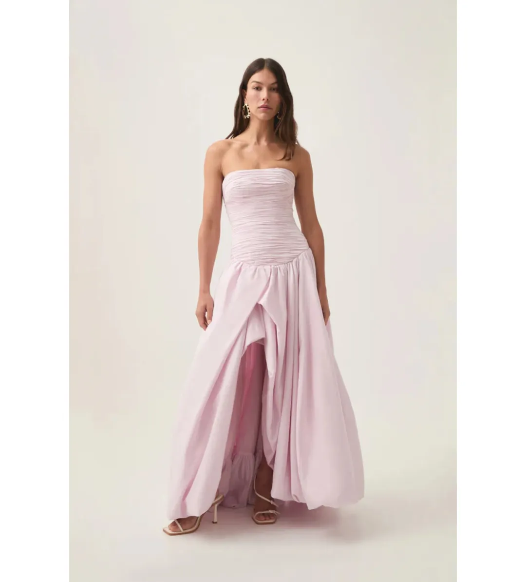 Aje Violette Bubble Hem Maxi Dress Pastel Pink Size AU 8 for rent on The Volte - main image