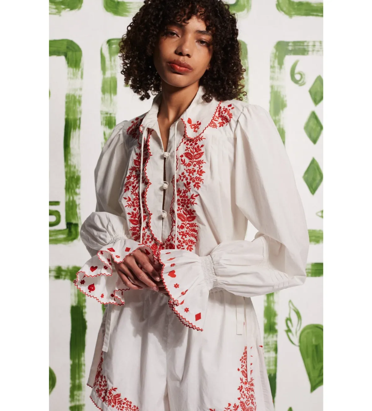 Alemais Hearts Embroidered Shirt and Short Set White Size AU 16 - Image 2