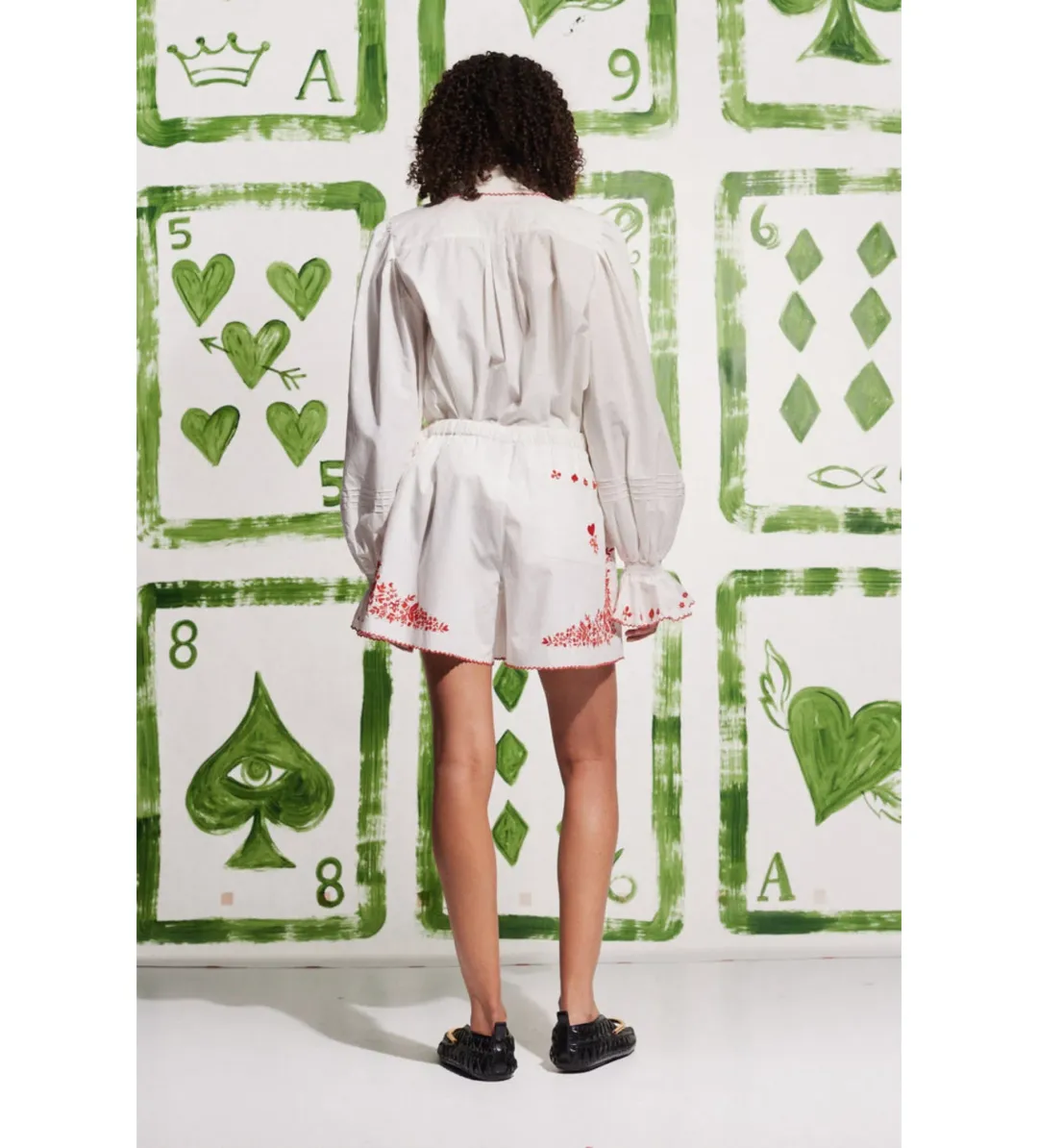 Alemais Hearts Embroidered Shirt and Short Set White Size AU 16 for rent on The Volte - main image