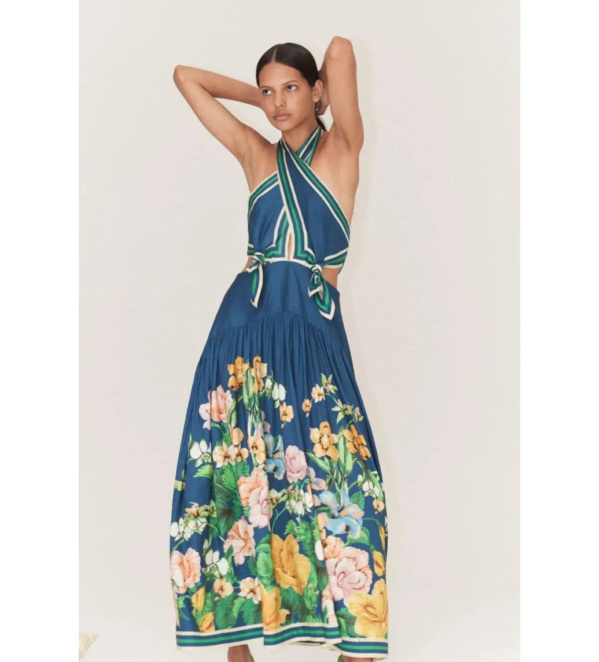 Alemais Lyla Halter Midi Dress Blue Size 10 - Image 1