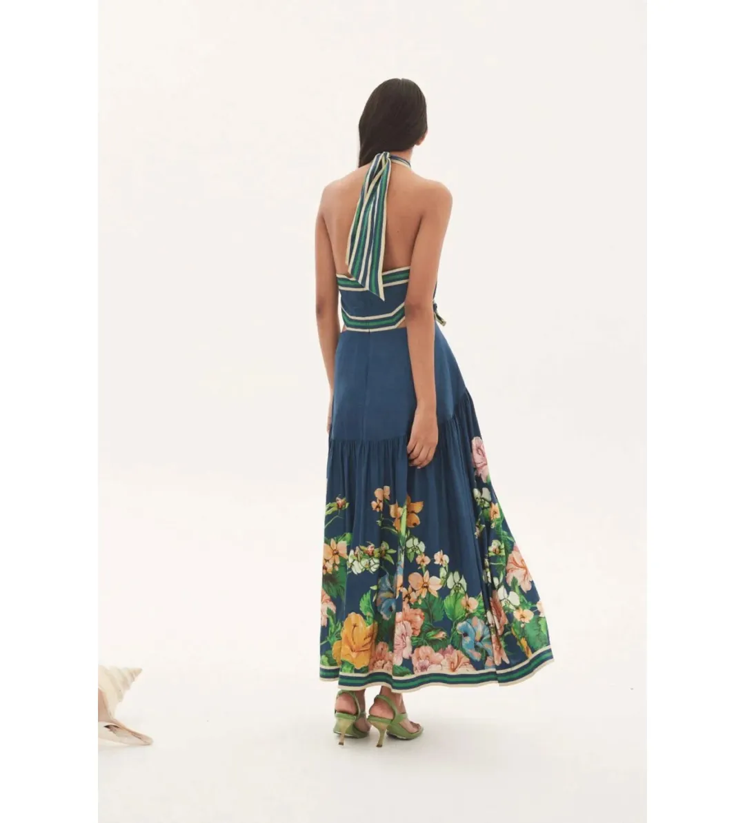 Alemais Lyla Halter Midi Dress Blue Size 10 for rent on The Volte - main image