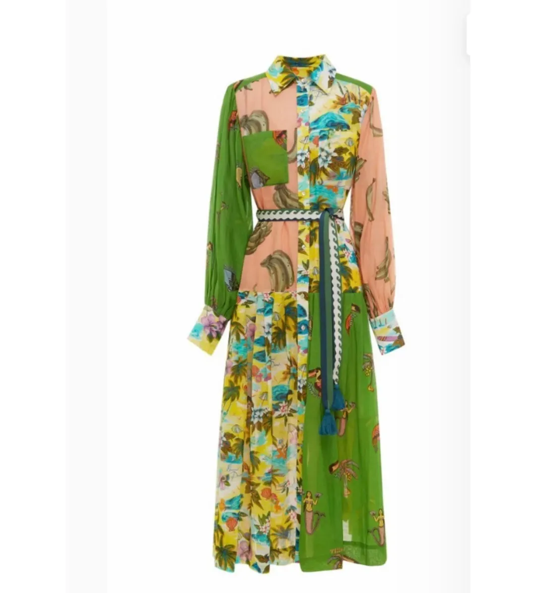 Alemais Holiday Patchwork Shirtdress Multi Size AU 14 for rent on The Volte - main image