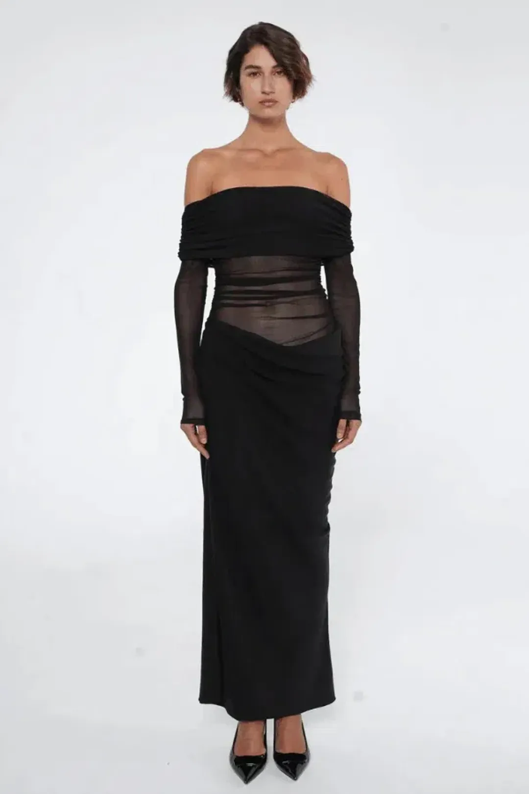 Benni Yasmin Off-Shoulder Maxi Dress Black Size 10 for rent on The Volte - main image