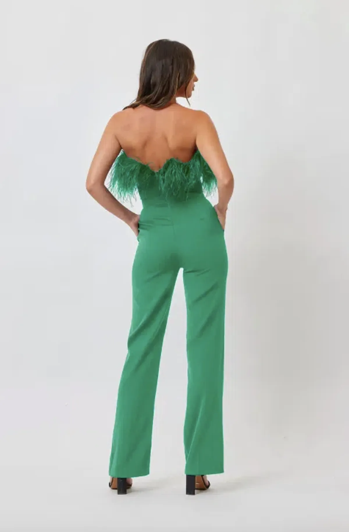 Bianca And Bridgette Feather Jumpsuit Green Size 6 - Image 2