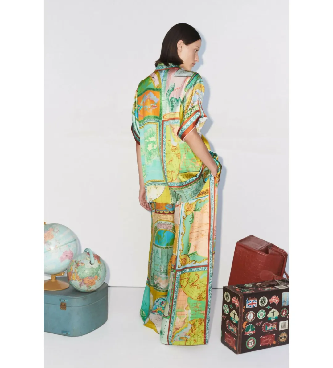 Alemais Atlas Silk Shirt and Pant Set Print  Size AU16 for rent on The Volte - main image