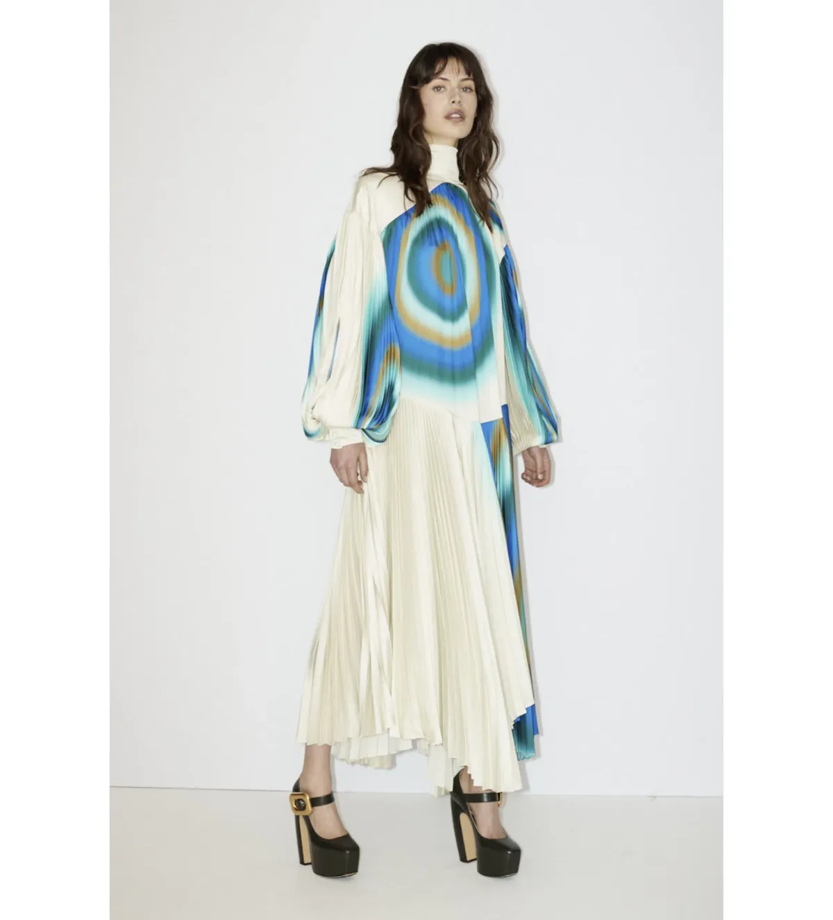 Alemais Una Pleated Midi Dress in Pearl/Teal Size 14 - Image 1