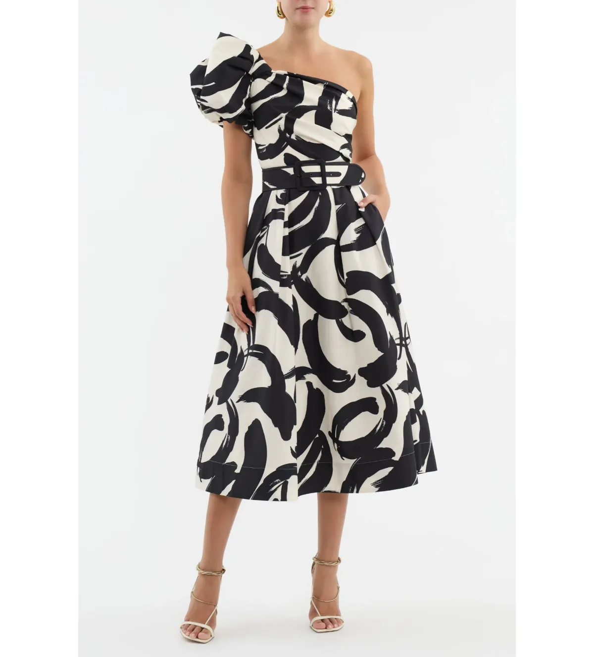 Rebecca Vallance Pompidou One Shoulder Midi Dress Multi Size 12 - Image 1