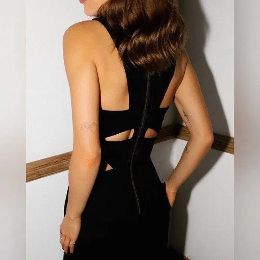 Sass & Bide Heat Wave Cut Out Wide Leg Jumpsuit Black Size 8 for rent on The Volte - main image