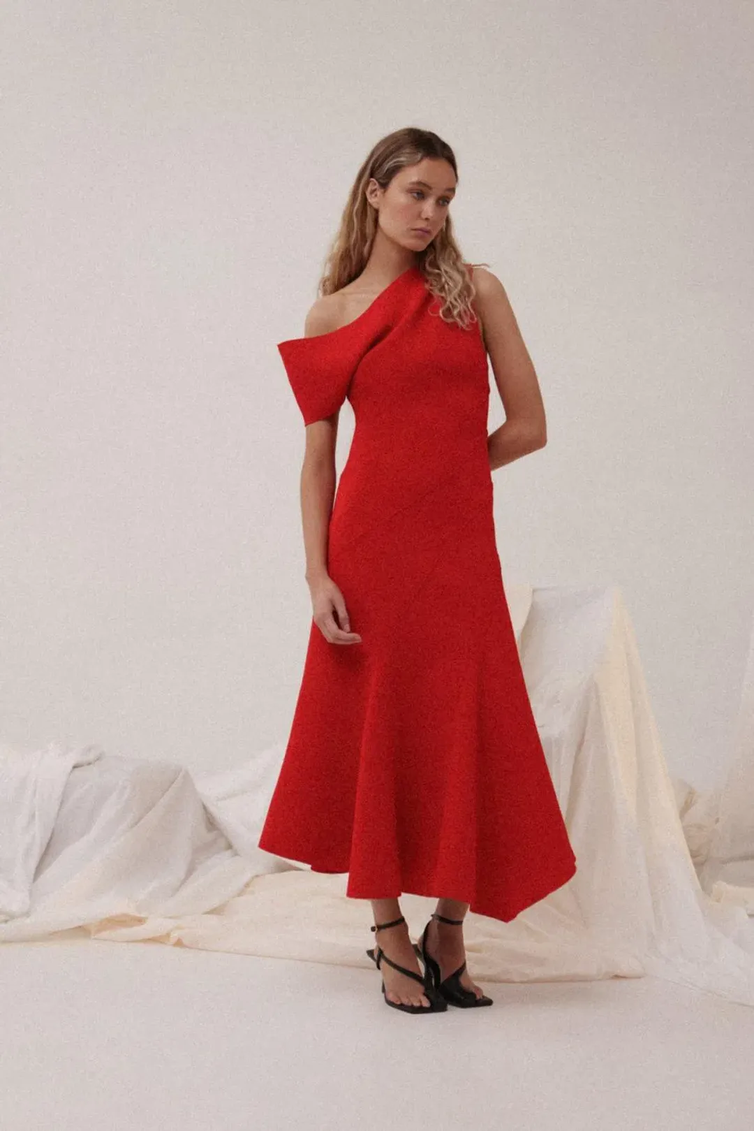 Acler Corbyn Midi Dress Poppy Red Size 14 for rent on The Volte - main image