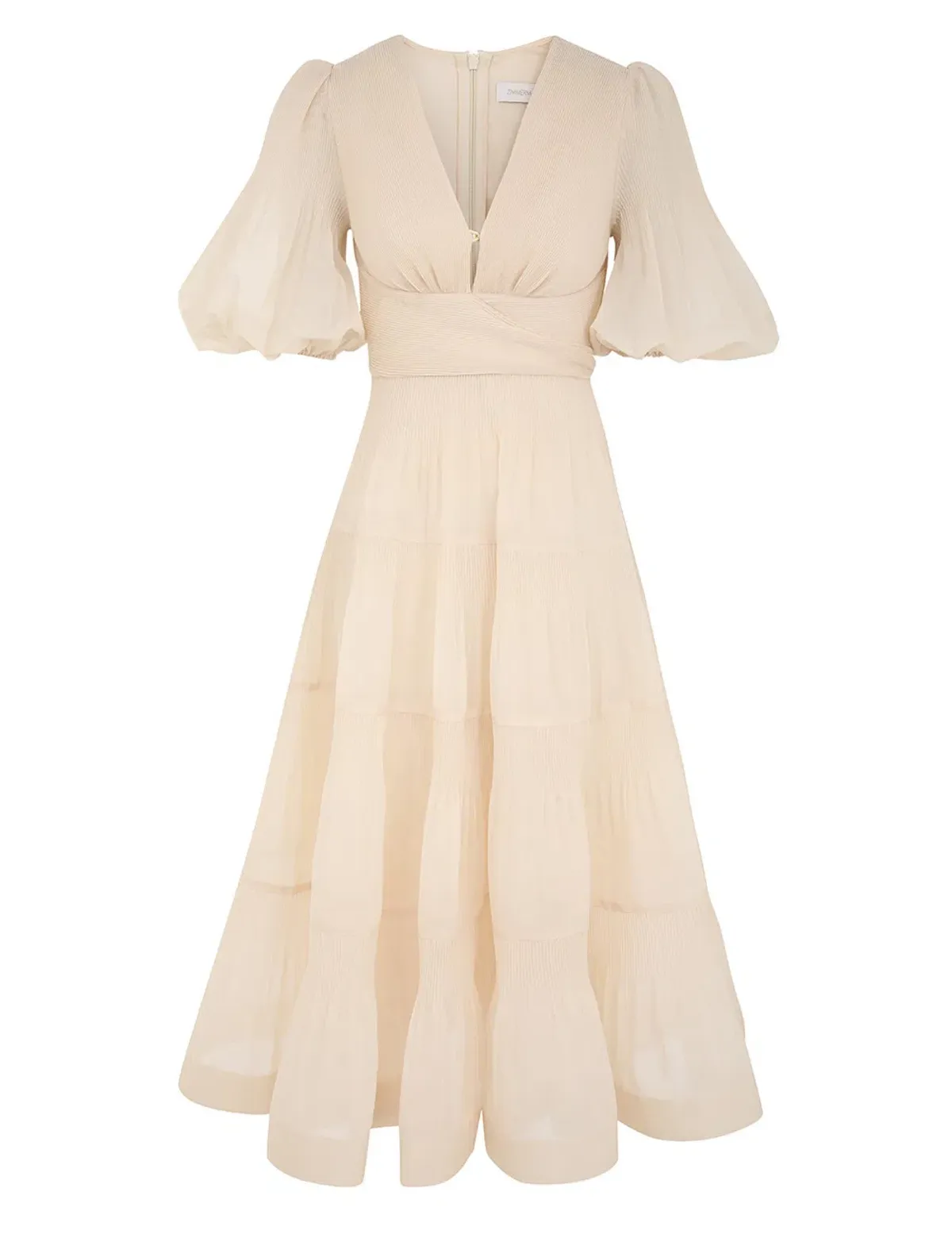 Zimmermann Pleated Midi Dress Cream Size 4 / AU 16 - Image 3