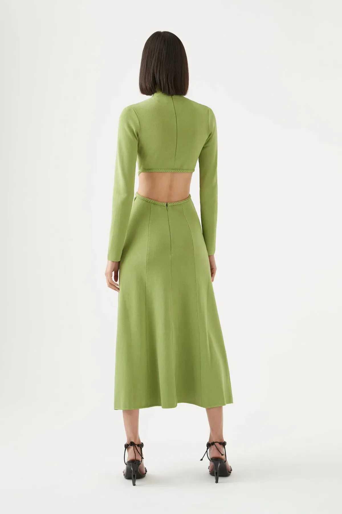 Aje Amelie Braided Cut Out Knit Midi Dress Green Size XL / AU 14 - Image 2