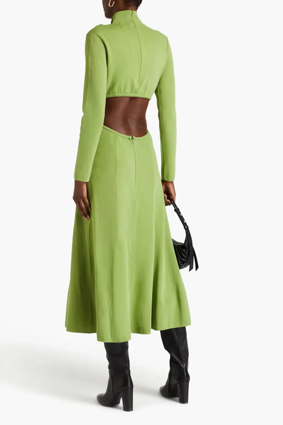 Aje Amelie Braided Cut Out Knit Midi Dress Green Size XL / AU 14 - Image 3
