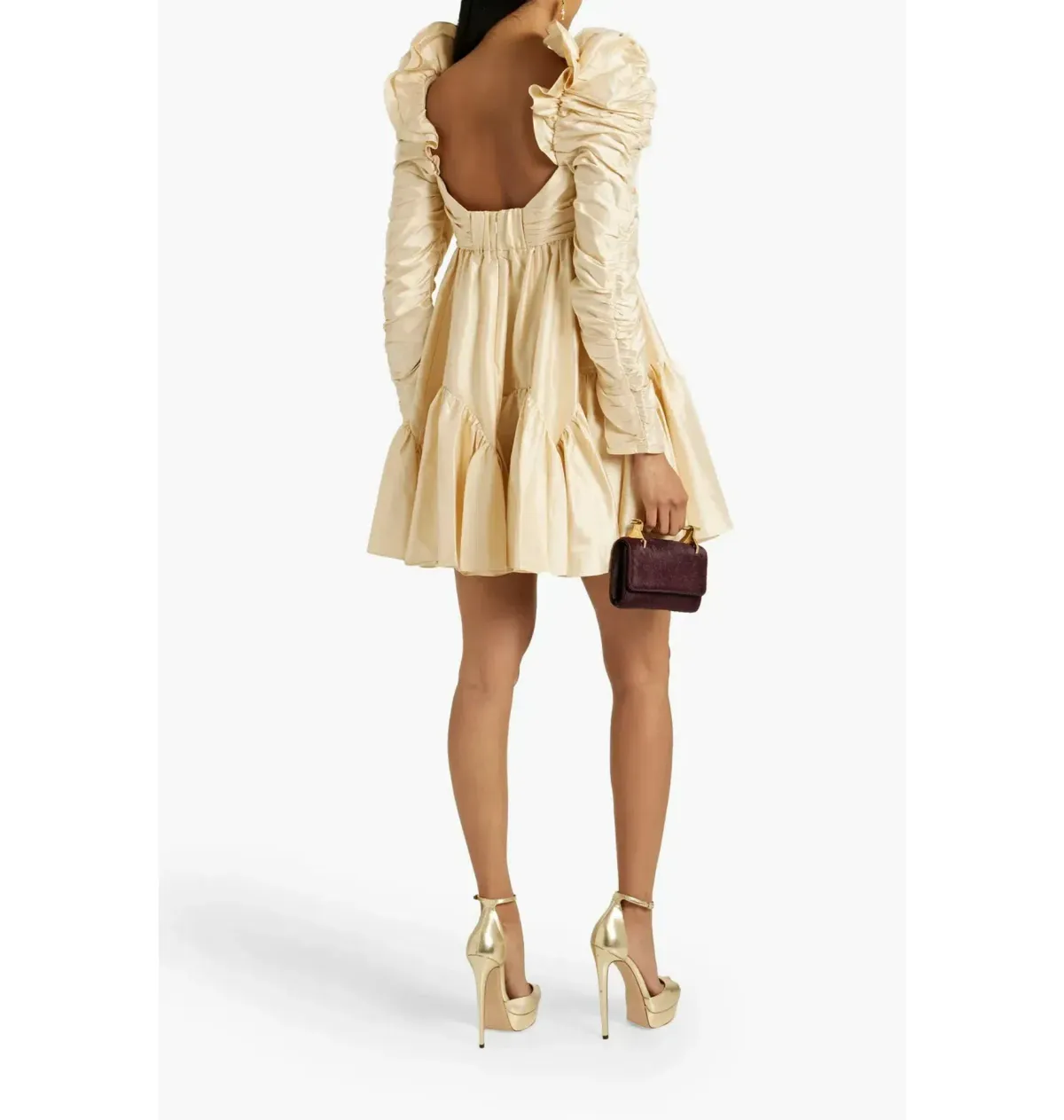 Zimmermann Floral-appliquéd Ruched Silk-shantung Mini Dress in Natural Size 1 / AU 10 - Image 2
