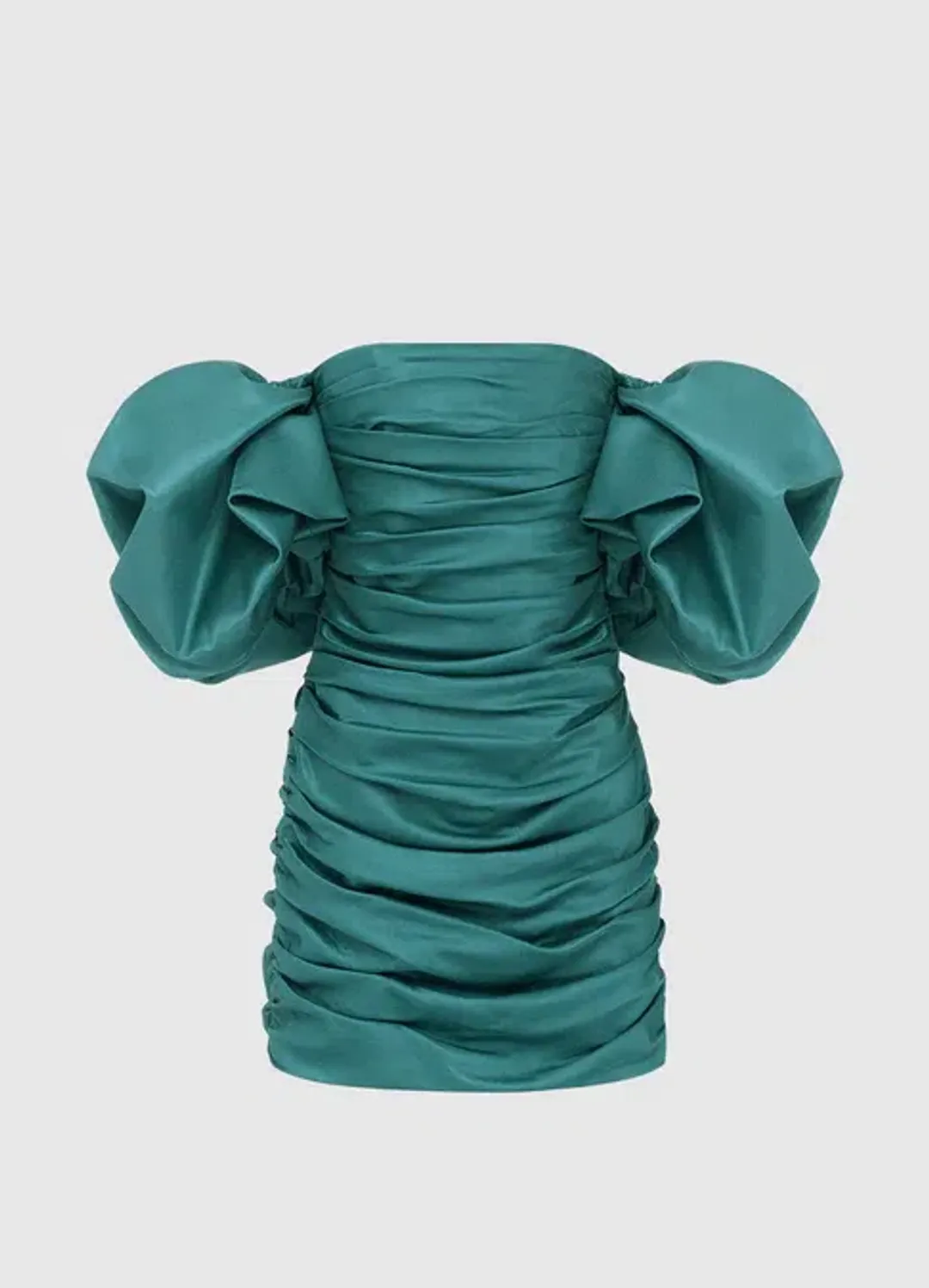 Leo Lin Brenda Puffy Sleeves Mini Dress Teal Size AU 10   for rent on The Volte - main image