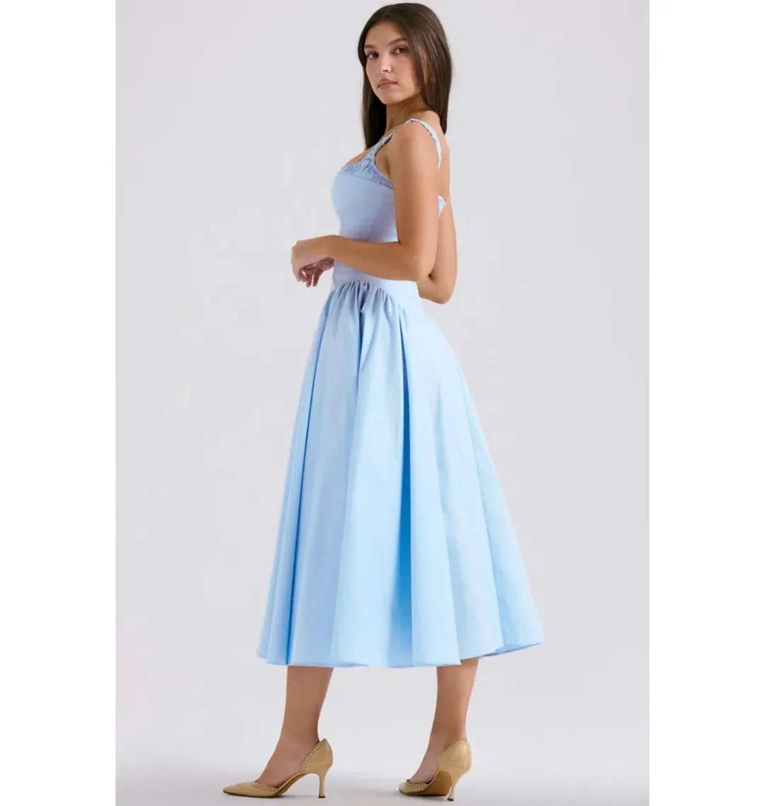 House of CB Dorothy Midi Sundress Italian Azure Size XS / AU 6 for rent on The Volte - main image