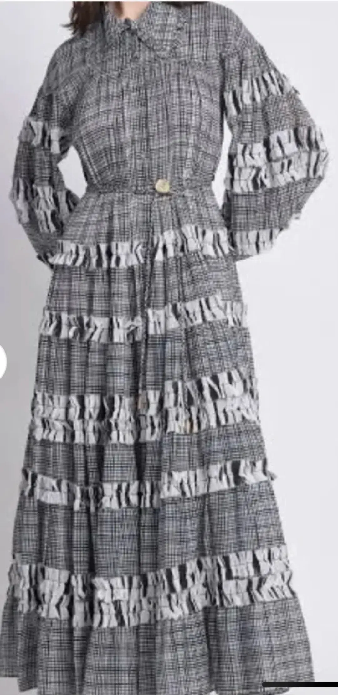 Aje Memento Tiered Midi Dress black & white Check Size AU 10 fit 14 for rent on The Volte - main image